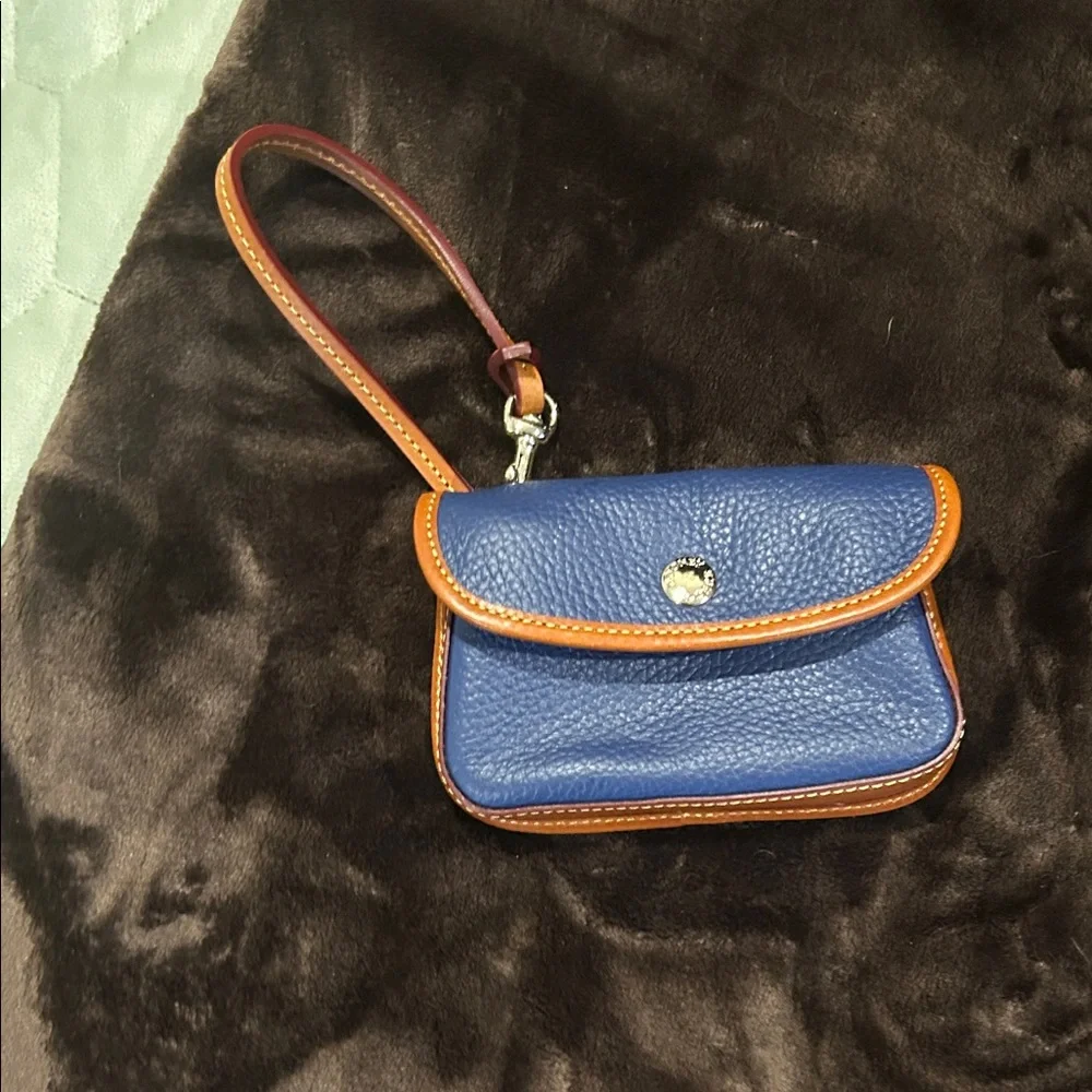 Dooney & Bourke Navy Satchel with Brown Trim - Picture 3 of 16